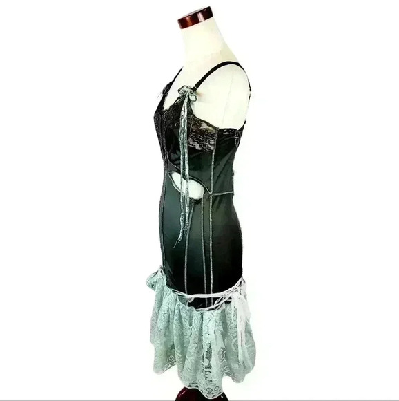 RARE Early 2000s WearyDrearies Slip Dress Trashed DIY Skater Upcycled OOAK S/M - Picture 2 of 8